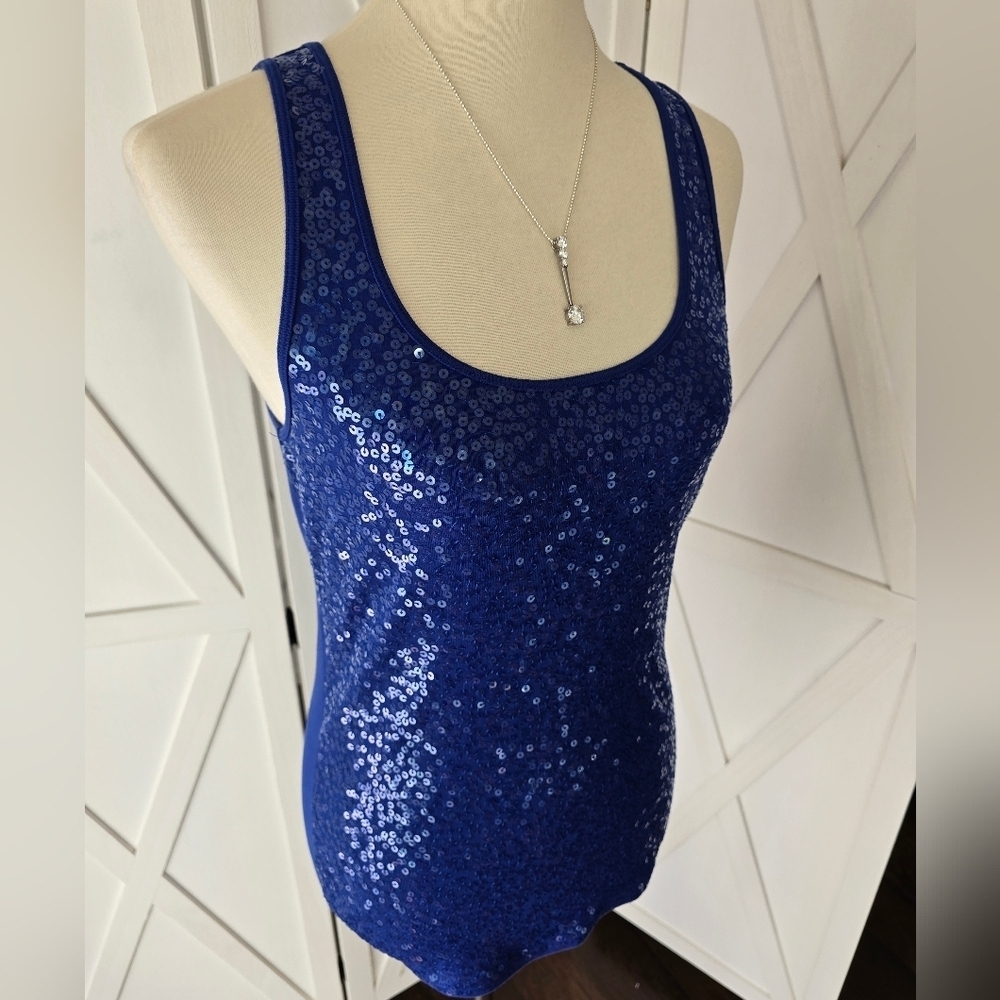 Express Blue Sequin Tank Top